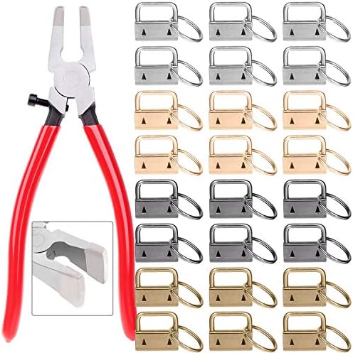 shynek 40pc Key Fob Hardware Set - 1 Inch Keychain Hardware with Pliers for Wristlet, Lanyard & Key Chain Making Supplies