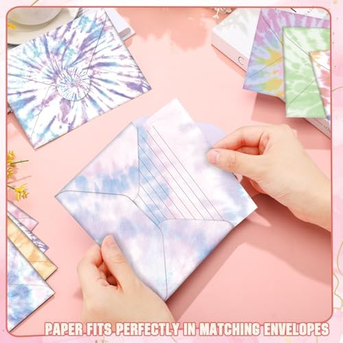 TaoBary 160 Pcs Tie Dye Stationery Paper and Envelopes Set, 5.5 x 8.25''