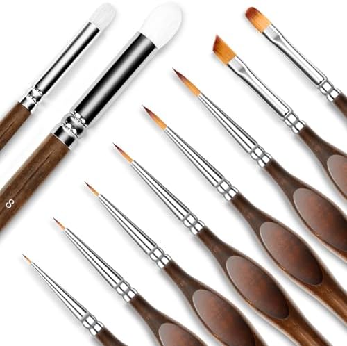 Detail Paint Brushes Set, 10 pcs Miniature Brushes for Fine Detailing