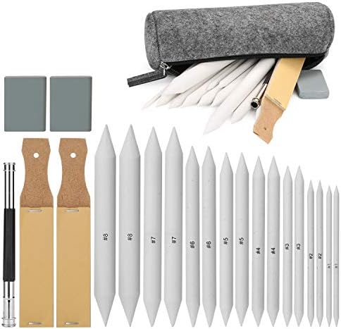 AGPTEK 22 PCS Sketch Drawing Tools, 16 Blending Stumps Set
