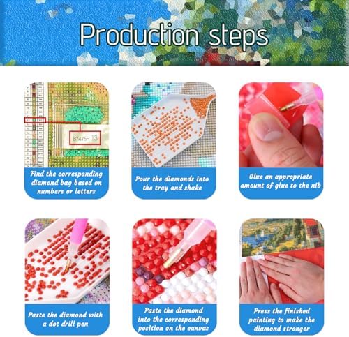 DOTSOPS 4 Pcs Landscape Diamond Painting Kits for Adults Round Full Drill