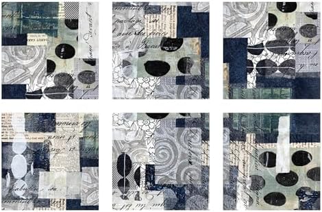 Yasutomo Origami Collage Black and White with 6 Patterns, 5.87-inch Square, 24 Sheets, Paper Crafts, Scrapbooking