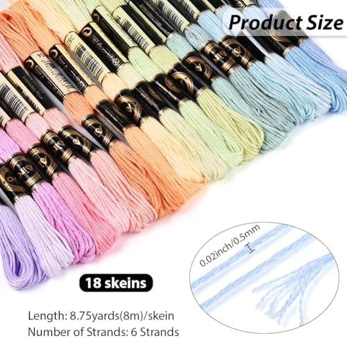18 Skeins 157.5 Yards Variegated Embroidery Thread for Sewing