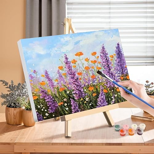 Flower Paint by Numbers for Adults with Framed Canvas - with Wooden Easel