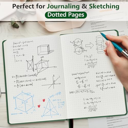 Dotted Journal 5.9"×8.5", 160 Pages Dot Grid Notebook, Bullet Journaling | Hardcover Leather Journal for Women & Men,100 Gsm Thick Paper,Medium Size, Dotted notebook for Work, School, Travel Writing
