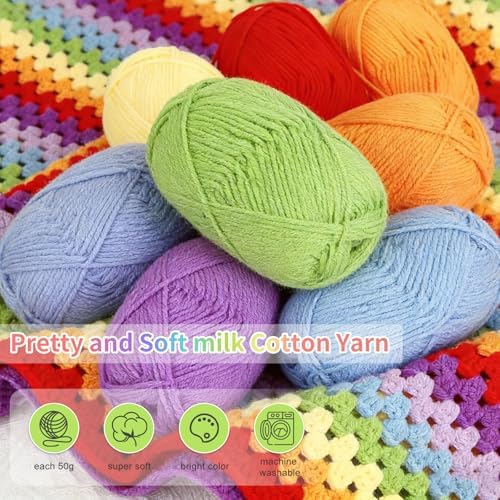 HUYEIOBGD Crochet Blanket Kit for Beginners – Easy Crochet Starter Kit for Adults & Kids, Colorful Rainbow Stripe Yarn, Complete Crochet Supplies with Step-by-Step Video Instructions