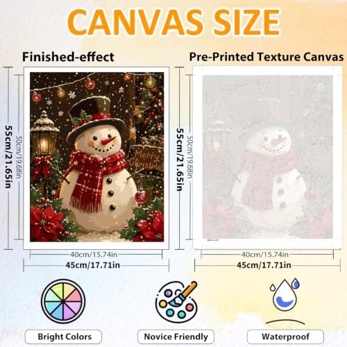 CRZMODE Christmas Paint by Numbers Kit for Adults, Snowman, 16x20inch