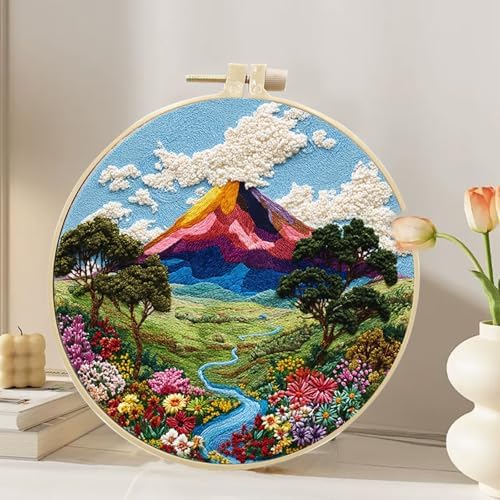 Hzkokon 2 Pack Embroidery Kit for Beginners Adults Cross Stitch Kits Hand Embroidery Kit Includes Stamped Flower Pattern, Hoop, Color Threads,Tools & Follow Instruction