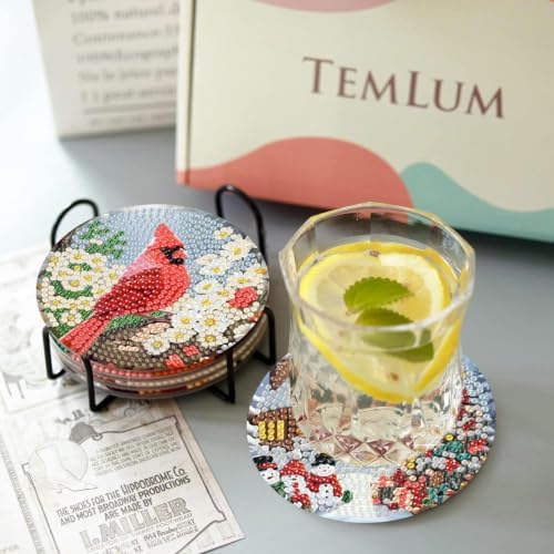 Christmas Diamond Art Coasters Kit, 8 Pieces Diamond Painting Coasters Kit
