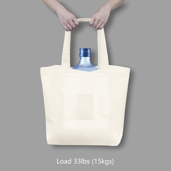 TOPDesign 6-Pack Super Strong Large 12oz Cotton Canvas Tote Bags, Reusable Grocery Shopping Cloth Bags, Fashionable Two-Tone Totes for Crafts, DIY Your Creative Designs