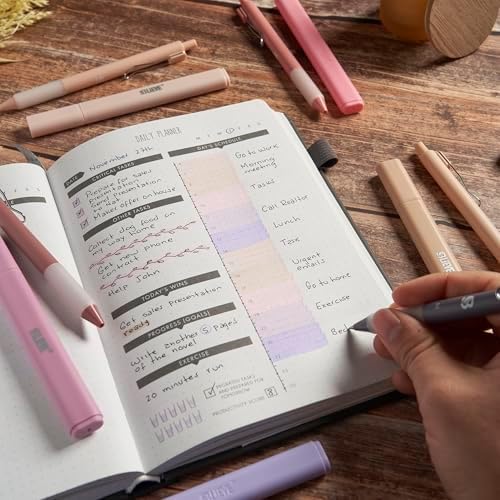 BLIEVE - Aesthetic Highlighters and Gel Pens With Soft Ink and Chisel Tip, Bible Highlighters and Pens No Bleed, Dry Fast Easy to Hold, for Bible Journaling Planner School Supplies (MORANDI)