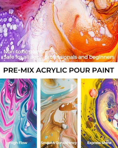 Nicpro 14 Colors Large Bulk Acrylic Pour Paint Set (33.8oz,1000ml) Premixed