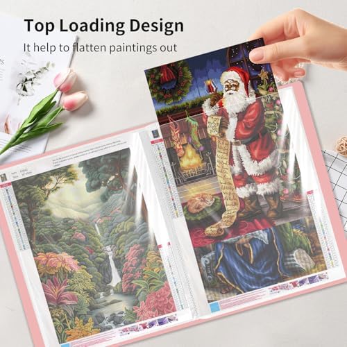 A3 Diamond Painting Storage Book, 60 Views Art Portfolio Presentations Folder with 30 Pages Protectors, 17.3x12.8in