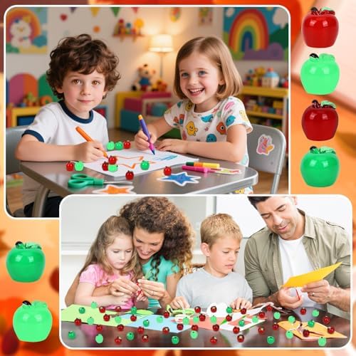 JUNEBRUSHS 50 Pcs Mini Resin Apples Red Green Tiny Apples Figurines