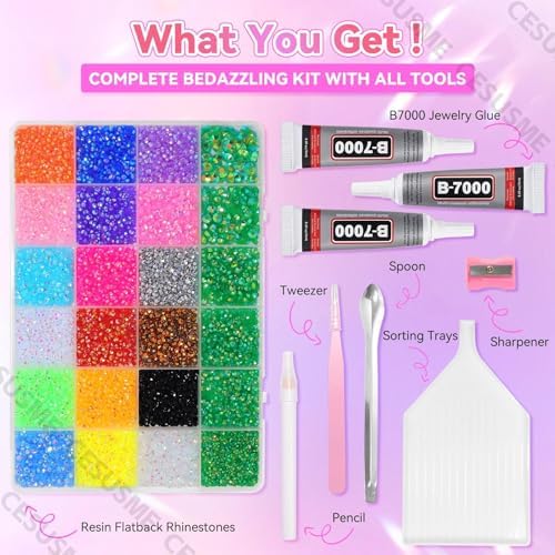 28000Pcs Color Rhinestones Bedazzling Kit, Green Bedazzling Gems for Crafts