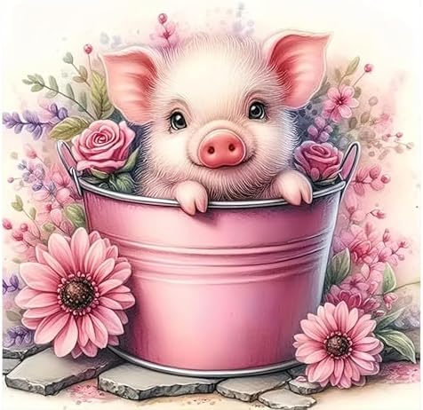 Paint by Numbers for Adults Pig - Cute Pig Paint by Number on Canvas