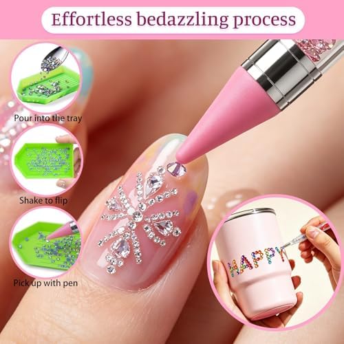 30Pcs Rhinestone Picker Tools for Bedazzling Kit - B7000 Jewelry Glue for Craft,9-in-1 System with 3 Picker Pens&9 Interchangeable Tips, Trays,Tweezers&Clay,All-in-One Diamond Art Painting Set