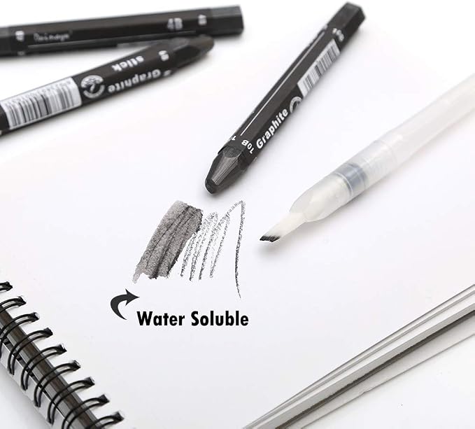 Graphite Stick Set - Water Soluble - 4B 6B 10B, Art Drawing Supplies for Sketch & Shading Pencils, Artist Sketching - 3 Pcs