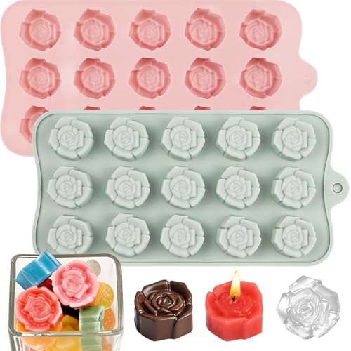 Rose Silicone Mold, 2 Pcs Rose Candy Molds 30 Cavity