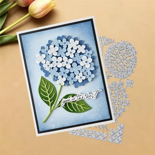 Cutting Dies Metal Stencils Scrapbooking Tools DIY Embossing Template for Paper Card Making Album Arts Crafts Supplies (Hydrangea-21.1x10.4cm)