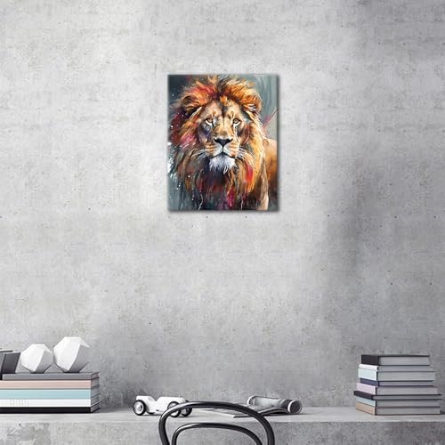 TUMOVO Paint by Numbers Kit for Adults - Lion DIY Adult Paint by Number Kits Animal Acrylic Canvas Painting for Adults Beginners Art Crafts, 16x20 Inch(Framed)