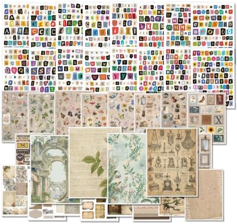 ZAYALI Vintage Scrapbook Stickers with Alphabet Letter Stickers, 38 Sheets Junk Journal Supplies for Scrapbooking, Planner, Bullet Journal, Collage, DIY Crafts