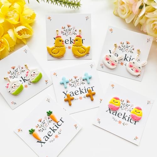 Easter Polymer Clay Cutters Set - 12pcs Sharp & Durable Bunny, Chick, Ice Cream & Egg Shapes for DIY Earring Jewelry Making, Soft Clay Crafts & Spring Holiday Supplies