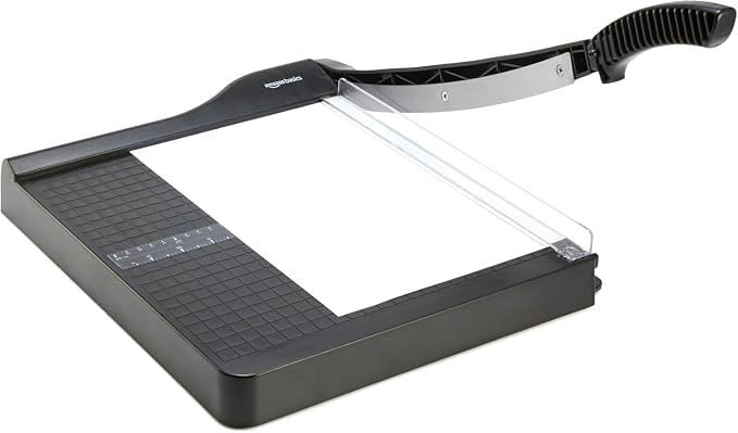 Amazon Basics Paper Trimmer Cutter for Office and Crafts, Heavy-Duty, Portable Guillotine Paper Cutter with Blade Lock, 12-Inch, 10-Sheet Cardstock, Photos