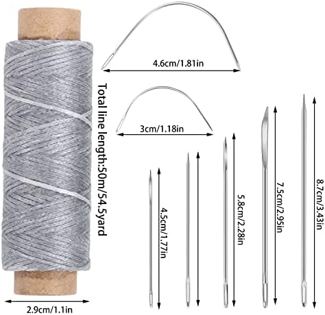 Waxed Thread and Leather Needles Kit, 110 Yards, 7 Pieces