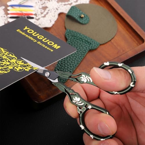 YOUGUOM Crochet Stitch Scissors with Cover, Small Crafting Shears