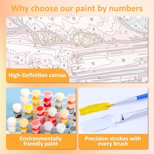 Owl Paint by Numbers Kit for Kids, 8x8 inch