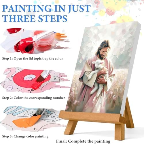 Jesus Paint by Numbers Kit for Adults Framed Canvas 12X16 in, Frameworkless