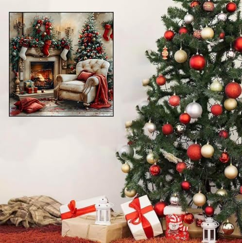 Xylogist Christmas Fireplace Stockings Diamond Art Kits for Adults