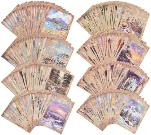160 Sheets Vintage Scrapbook Paper Set - 8 Nature Impressions Themed Aesthetic Natural Scenery Patterns, Journaling Scrapbooking Supplies Craft Decoupage Papers Kit, for Junk Journals Collage Making