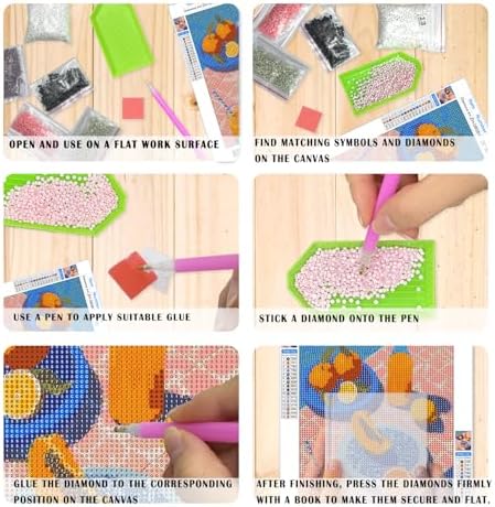 XUNLURY Summer Coastal Diamond Art Kits 2 Pcs, Vibrant Citrus Fruits Straw Hat Beach Diamond Painting Kits for Adults Beginners, Full Drill Diamonds Dots for Home Decor, 9.8x11.8 Inch
