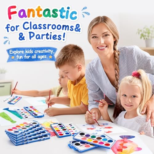 72 Pack Watercolor Paint Set, 12 Colors Water Paint Bulk for Kids
