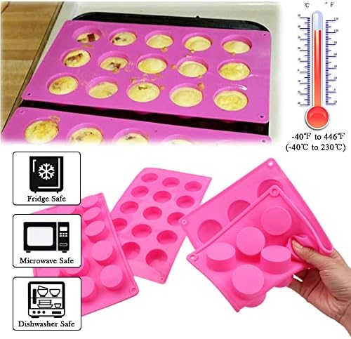 BAKER DEPOT 15 Holes Cylinder Silicone Mold For Handmade soap Chocolate jelly Pudding DIY Resin Mould Hole Dia: 1.5 inch Vol: 20ml Set of 2