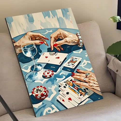 Blue Retro Poker Diamond Art Kits for Adults Diamond Painting Kits