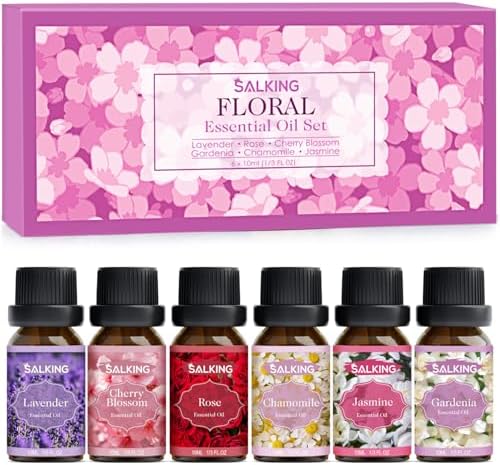 SALKING Floral Essential Oils Set, Pure and Natural Diffuser Oil, 6 x 10 ML