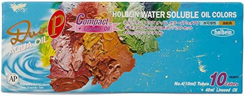 Holbein Duo Aqua Oil Compact Set of 10, 10ml tubes + 40ml Linseed Oil