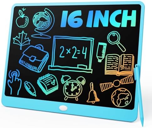 TEKFUN 16" LCD Writing Tablet for Kids & Family, Large Reusable Writing Pad for Homework, Notes Daily Use, Screen-Free Drawing & Note Board for Home, School,Travel (Blue)