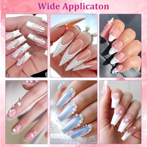 2 Boxes Flatback White Pearls for Nail Art Pearl Charms and Gems