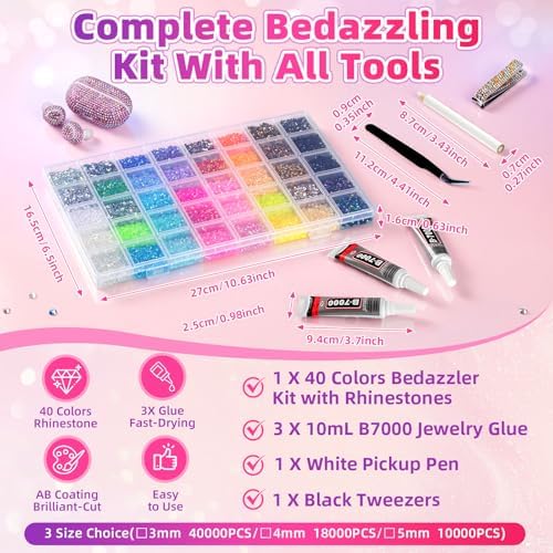 40000Pcs 40 Colors Bedazzler Kit with Rhinestones