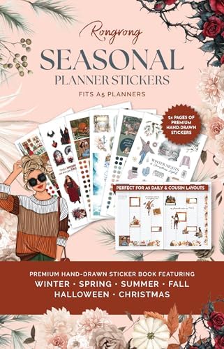Hobonichi Compatible Seasonal Planner Sticker Book for A5 Planners & Journals – 24 Pages of Premium Hand-Drawn Seasonal & Holiday Stickers for Planning, Journaling & Scrapbooking