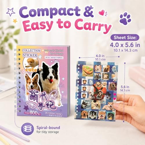 Japanese Cute Sticker Book,Pet Meme Stickers for DIY Kawaii Scrapbooking Journaling Handbook