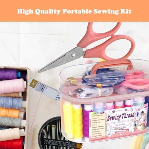 40 Spools of Sewing Thread,Gift Box Portable Basic Sewing Repair Kits (Orange)