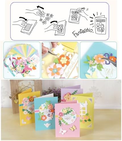 Huralona Handmade DIY Greeting Card Kits Includes 15 Blank Cards 15 Colorful Envelopes with Decoration Accessories for Craft Birthday Thanksgiving Christmas Wedding Invitation Card (Yellow 015)