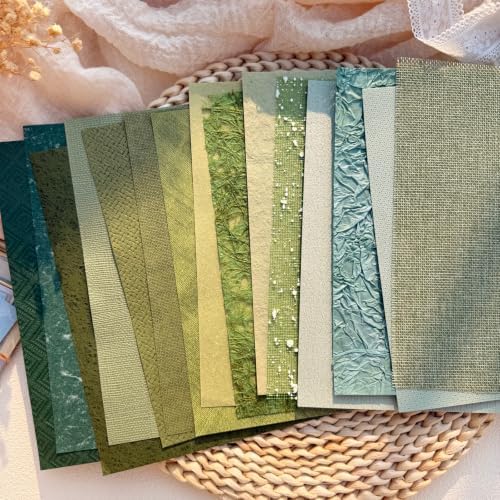 30 Sheets A5 Natural Greens Textured Scrapbook Paper & Mesh Fabric