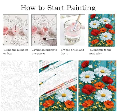 ZRIZQ Paint by Numbers Kit for Adults Beginner Flowers,Daisy,16x20