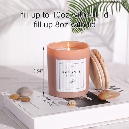 12Pcs Assorted Amber Candle Jars for Making Candles, 10oz Empty Jars with Bamboo Lids and Labels, Glass Candle Jars for Candle Making Supplies, Candle Containers for DIY Gifts